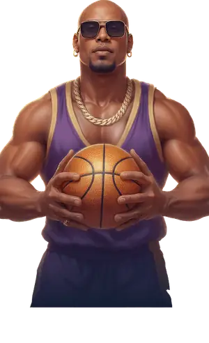 Giocatore Realz con pallone da basket